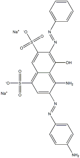 4-Amino-3-[(4-aminophenyl)azo]-5-hydroxy-6-(phenylazo)naphthalene-1,7-disulfonic acid disodium salt 구조식 이미지