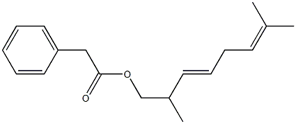 Phenylacetic acid 2,7-dimethyl-3,6-octadienyl ester 구조식 이미지