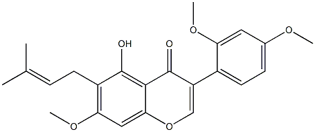 3-(2,4-Dimethoxyphenyl)-5-hydroxy-7-methoxy-6-(3-methyl-2-butenyl)-4H-1-benzopyran-4-one 구조식 이미지