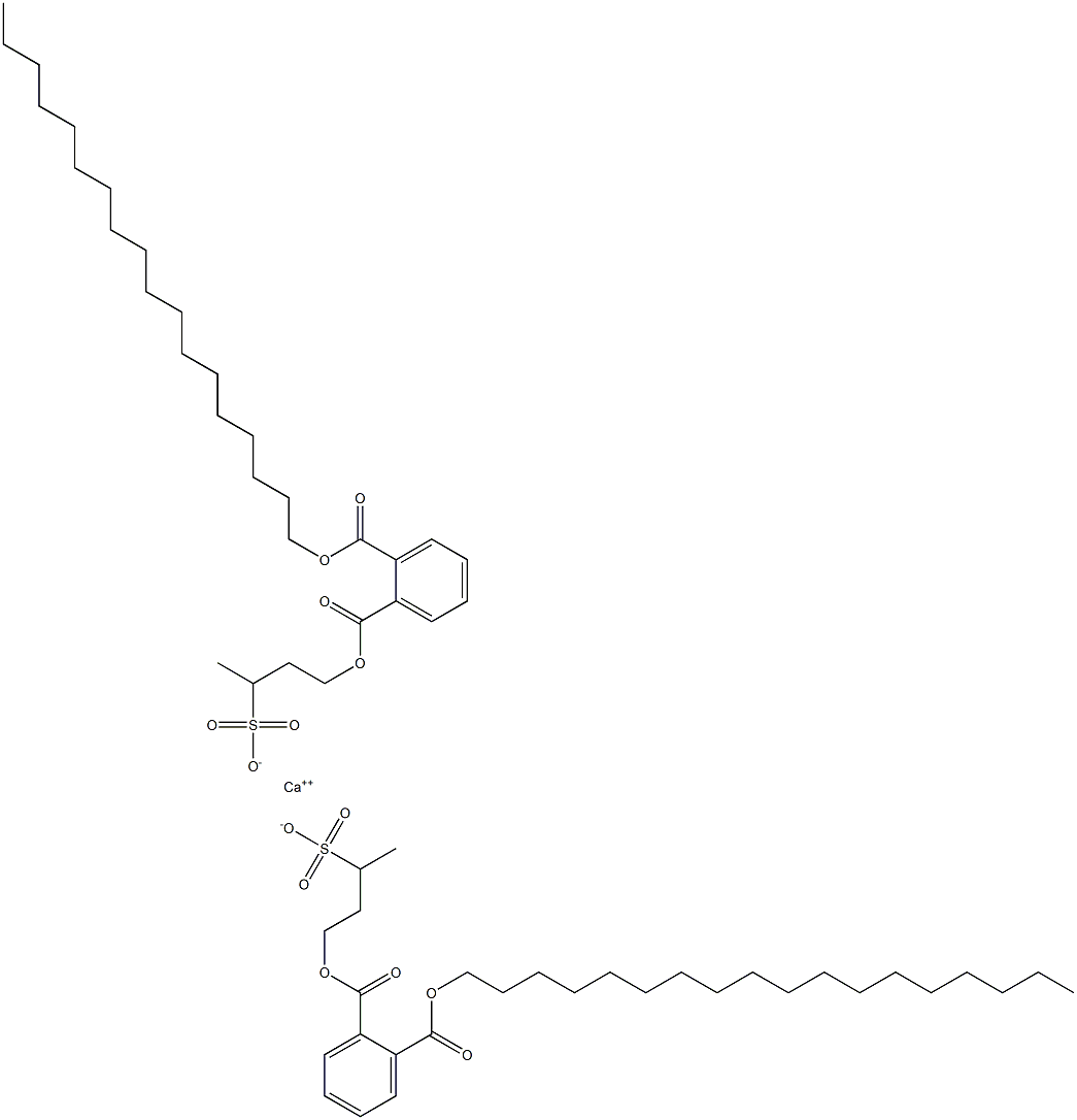 Bis[4-[(2-octadecyloxycarbonylphenyl)carbonyloxy]butane-2-sulfonic acid]calcium salt Structure