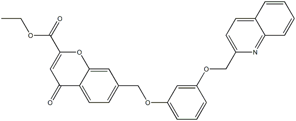 7-[3-[(2-Quinolinyl)methoxy]phenoxymethyl]-4-oxo-4H-1-benzopyran-2-carboxylic acid ethyl ester 구조식 이미지