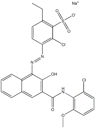 2-Chloro-6-ethyl-3-[[3-[[(2-chloro-6-methoxyphenyl)amino]carbonyl]-2-hydroxy-1-naphtyl]azo]benzenesulfonic acid sodium salt Structure