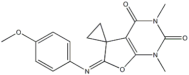 1,3-Dimethyl-6-(4-methoxyphenylimino)spiro[furo[2,3-d]pyrimidine-5(6H),1'-cyclopropane]-2,4(1H,3H)-dione 구조식 이미지