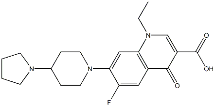 1,4-Dihydro-1-ethyl-6-fluoro-7-[4-(pyrrolidin-1-yl)piperidin-1-yl]-4-oxoquinoline-3-carboxylic acid Structure