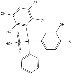 (4-Chloro-3-hydroxyphenyl)(2,3,5-trichloro-6-hydroxyphenyl)phenylmethanesulfonic acid Structure