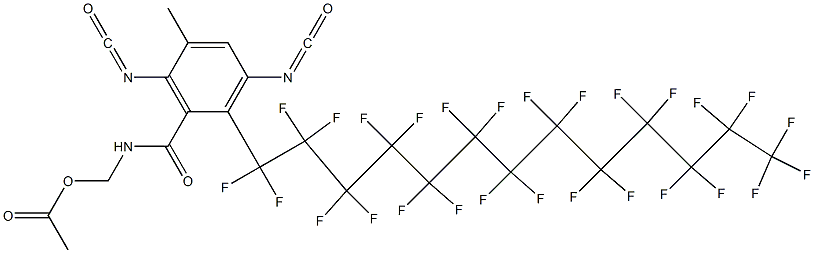 N-(Acetyloxymethyl)-2-(heptacosafluorotridecyl)-3,6-diisocyanato-5-methylbenzamide 구조식 이미지