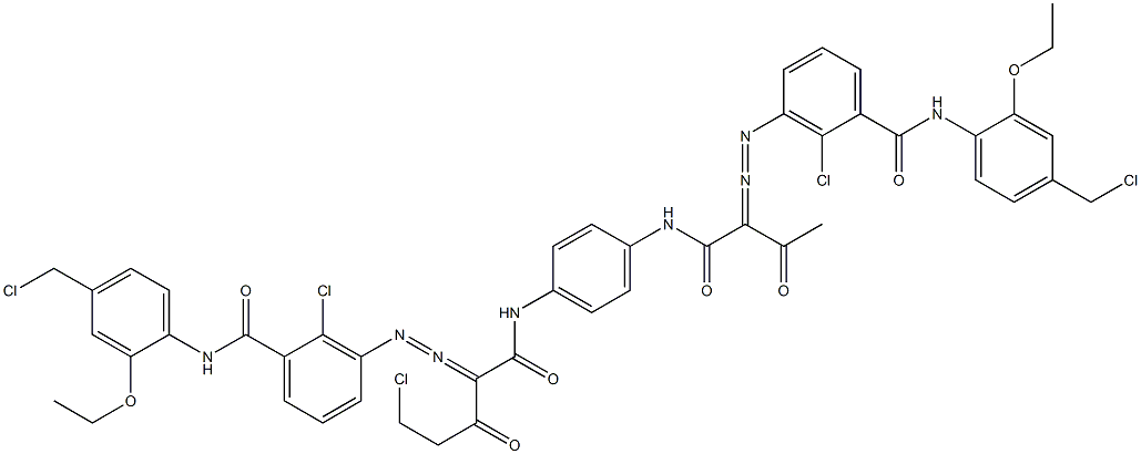 3,3'-[2-(Chloromethyl)-1,4-phenylenebis[iminocarbonyl(acetylmethylene)azo]]bis[N-[4-(chloromethyl)-2-ethoxyphenyl]-2-chlorobenzamide] 구조식 이미지