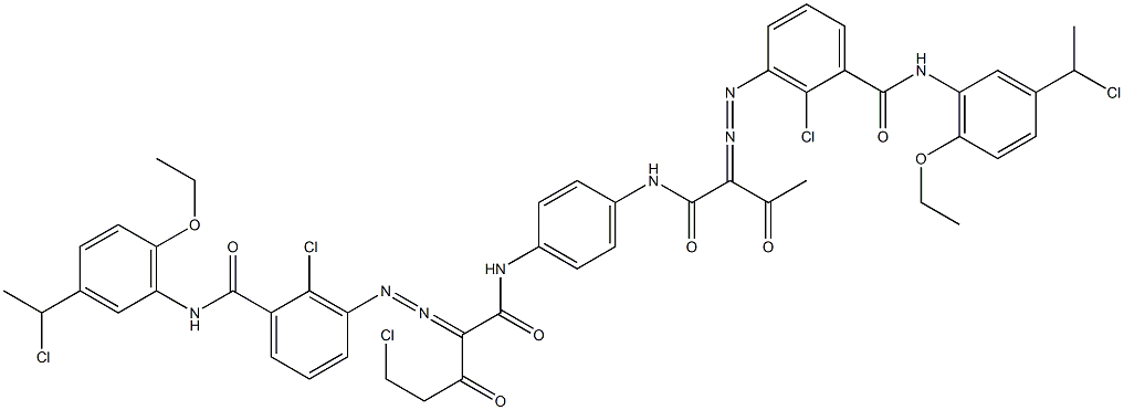 3,3'-[2-(Chloromethyl)-1,4-phenylenebis[iminocarbonyl(acetylmethylene)azo]]bis[N-[3-(1-chloroethyl)-6-ethoxyphenyl]-2-chlorobenzamide] Structure