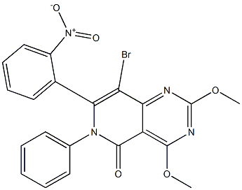 2,4-Dimethoxy-8-bromo-6-phenyl-7-(2-nitrophenyl)pyrido[4,3-d]pyrimidin-5(6H)-one 구조식 이미지