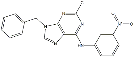 9-Benzyl-2-chloro-6-(3-nitrophenylamino)-9H-purine Structure