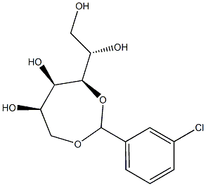 3-O,6-O-(3-Chlorobenzylidene)-D-glucitol 구조식 이미지