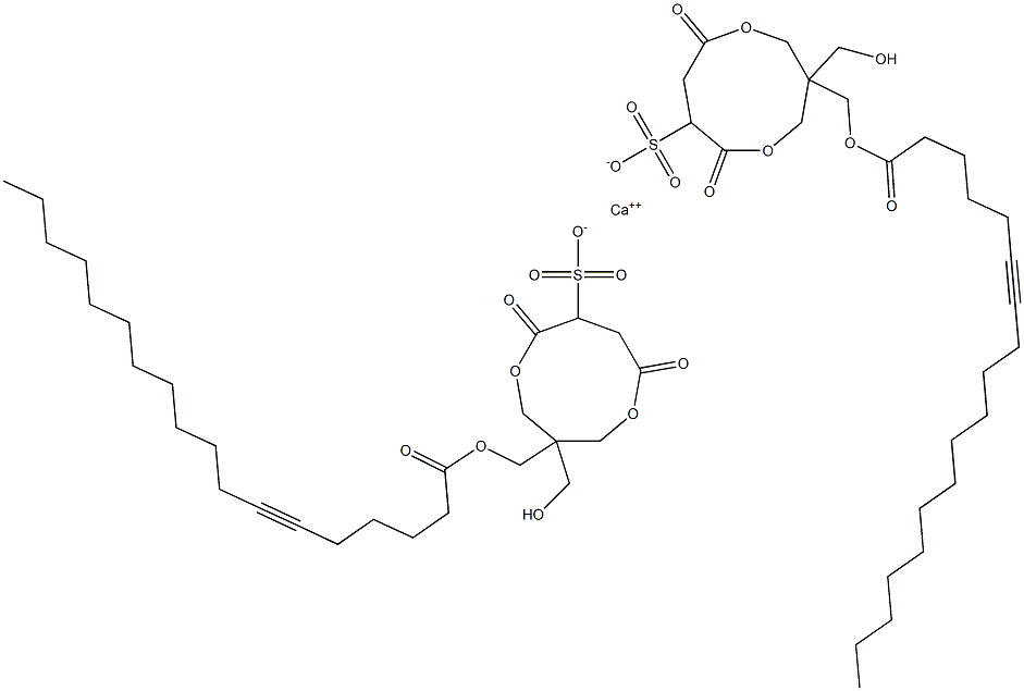 Bis[1-[[(1-oxo-6-octadecyn-1-yl)oxy]methyl]-1-(hydroxymethyl)-4,7-dioxo-3,8-dioxacyclononane-6-sulfonic acid]calcium salt 구조식 이미지