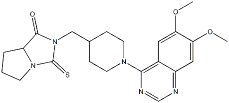 7-[[1-(6,7-Dimethoxyquinazolin-4-yl)piperidin-4-yl]methyl]-8-thioxo-1,7-diazabicyclo[3.3.0]octan-6-one 구조식 이미지