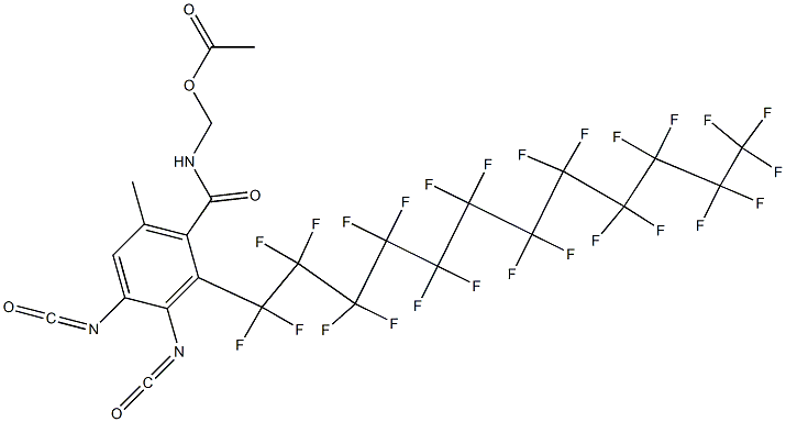 N-(Acetyloxymethyl)-2-(pentacosafluorododecyl)-3,4-diisocyanato-6-methylbenzamide 구조식 이미지