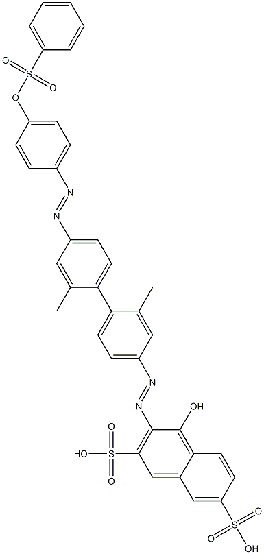 3-[[2,2'-Dimethyl-4'-[[4-[(phenylsulfonyl)oxy]phenyl]azo][1,1'-biphenyl]-4-yl]azo]-4-hydroxy-2,7-naphthalenedisulfonic acid 구조식 이미지