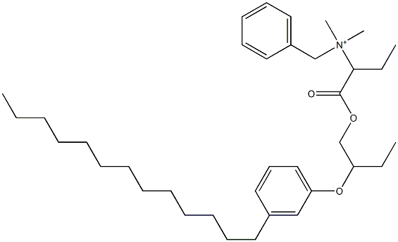 N,N-Dimethyl-N-benzyl-N-[1-[[2-(3-tridecylphenyloxy)butyl]oxycarbonyl]propyl]aminium 구조식 이미지