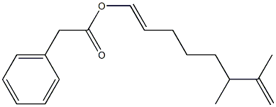 Phenylacetic acid 6,7-dimethyl-1,7-octadienyl ester 구조식 이미지