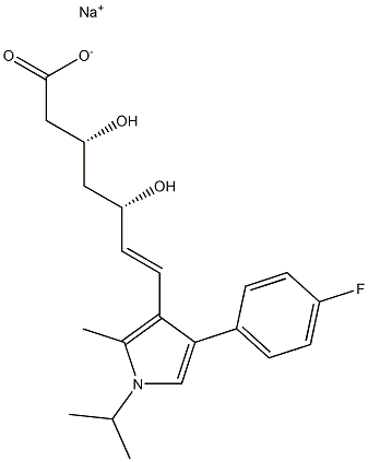 (3R,5S,6E)-3,5-Dihydroxy-7-[2-methyl-1-isopropyl-4-(4-fluorophenyl)-1H-pyrrol-3-yl]-6-heptenoic acid sodium salt 구조식 이미지