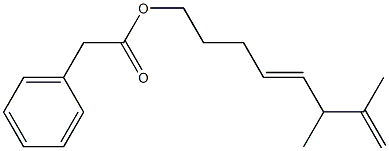 Phenylacetic acid 6,7-dimethyl-4,7-octadienyl ester Structure