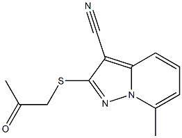 2-[[(Methylcarbonyl)methyl]thio]-7-methyl-pyrazolo[1,5-a]pyridine-3-carbonitrile 구조식 이미지