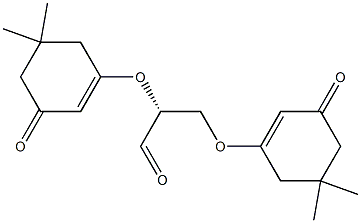 [R,(+)]-2,3-Bis[(5,5-dimethyl-3-oxo-1-cyclohexenyl)oxy]propionaldehyde 구조식 이미지