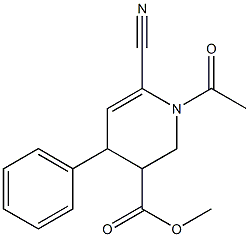 3-(Methoxycarbonyl)-1-acetyl-1,2,3,4-tetrahydro-4-phenylpyridine-6-carbonitrile Structure