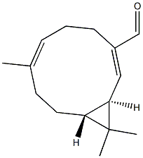 (1R,4E,8E,10R)-4,11,11-Trimethylbicyclo[8.1.0]undeca-4,8-diene-8-carbaldehyde 구조식 이미지