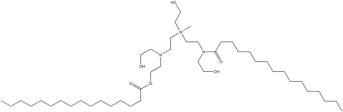 N-(2-Hydroxyethyl)-N-[2-[(2-hydroxyethyl)(1-oxohexadecyl)amino]ethyl]-2-[(2-hydroxyethyl)[2-[(1-oxohexadecyl)oxy]ethyl]amino]-N-methylethanaminium 구조식 이미지