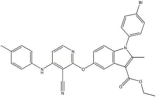 1-(4-Bromophenyl)-2-methyl-5-[3-cyano-4-[(4-methylphenyl)amino]pyridin-2-yloxy]-1H-indole-3-carboxylic acid ethyl ester Structure