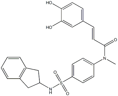 3,4-Dihydroxy-N-[4-[[(2,3-dihydro-1H-inden)-2-yl]sulfamoyl]phenyl]-N-methyl-trans-cinnamamide 구조식 이미지