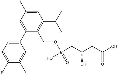 (3S)-3-Hydroxy-4-[hydroxy[2-(4-fluoro-3-methylphenyl)-6-isopropyl-4-methylbenzyloxy]phosphinyl]butyric acid 구조식 이미지