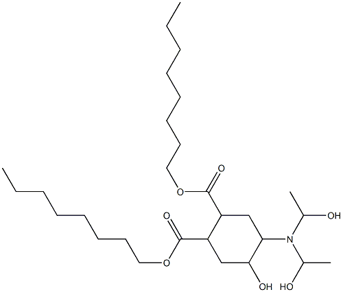 5-Hydroxy-4-[bis(1-hydroxyethyl)amino]-1,2-cyclohexanedicarboxylic acid dioctyl ester 구조식 이미지