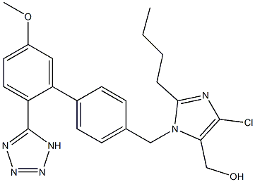 2-Butyl-4-chloro-1-[[5'-methoxy-2'-(1H-tetrazol-5-yl)-1,1'-biphenyl-4-yl]methyl]-1H-imidazole-5-methanol Structure