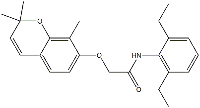 2-[[2,2-Dimethyl-8-methyl-2H-1-benzopyran-7-yl]oxy]-2',6'-diethylacetanilide 구조식 이미지