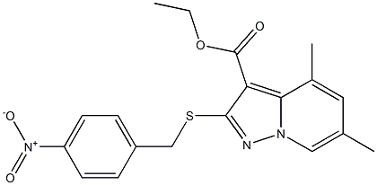 2-[[(4-Nitrophenyl)methyl]thio]-4,6-dimethylpyrazolo[1,5-a]pyridine-3-carboxylic acid ethyl ester 구조식 이미지