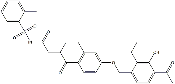 2-[[6-(4-Acetyl-3-hydroxy-2-propylbenzyloxy)-1,2,3,4-tetrahydro-1-oxonaphthalen]-2-yl]-N-(2-methylphenylsulfonyl)acetamide Structure