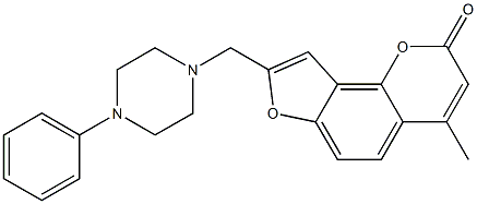 8-(4-Phenylpiperazinomethyl)-4-methyl-2H-furo[2,3-h][1]benzopyran-2-one 구조식 이미지