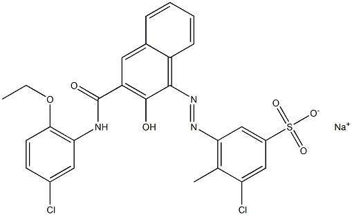 3-Chloro-4-methyl-5-[[3-[[(3-chloro-6-ethoxyphenyl)amino]carbonyl]-2-hydroxy-1-naphtyl]azo]benzenesulfonic acid sodium salt 구조식 이미지