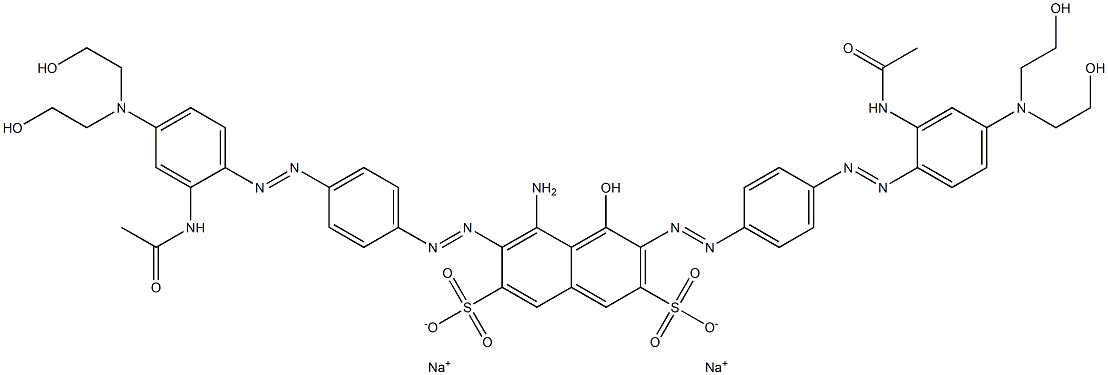 1-Hydroxy-2,7-bis[[4-[[2-(acetylamino)-4-[di(2-hydroxyethyl)amino]phenyl]azo]phenyl]azo]-8-aminonaphthalene-3,6-disulfonic acid disodium salt Structure