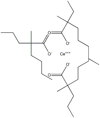 Cerium(III)2-ethyl-2-methylheptanoatebis(2-methyl-2-propylhexanoate) 구조식 이미지