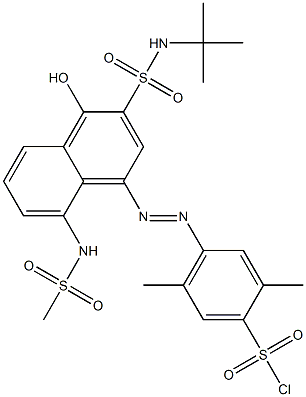 4-[3-(N-tert-Butylsulfamoyl)-4-hydroxy-8-methylsulfonylamino-1-naphtylazo]-2,5-dimethylbenzenesulfonyl chloride 구조식 이미지