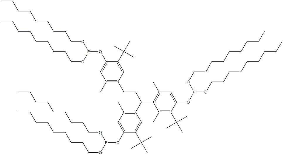 [3-Methyl-1,1,3-propanetriyltris(2-tert-butyl-5-methyl-4,1-phenyleneoxy)]tris(phosphonous acid)hexa(nonyl) ester Structure