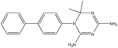 2,4-Diamino-6,6-dimethyl-5,6-dihydro-5-(4-phenylphenyl)-1,3,5-triazine 구조식 이미지