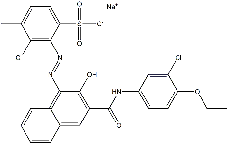 3-Chloro-4-methyl-2-[[3-[[(3-chloro-4-ethoxyphenyl)amino]carbonyl]-2-hydroxy-1-naphtyl]azo]benzenesulfonic acid sodium salt 구조식 이미지