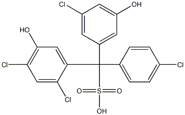 (4-Chlorophenyl)(3-chloro-5-hydroxyphenyl)(2,4-dichloro-5-hydroxyphenyl)methanesulfonic acid 구조식 이미지