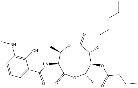 Butanoic acid (3S,4R,7R,8R,9S)-3-[(3-methylamino-2-hydroxybenzoyl)amino]-4,9-dimethyl-2,6-dioxo-7-hexyl-1,5-dioxonan-8-yl ester Structure