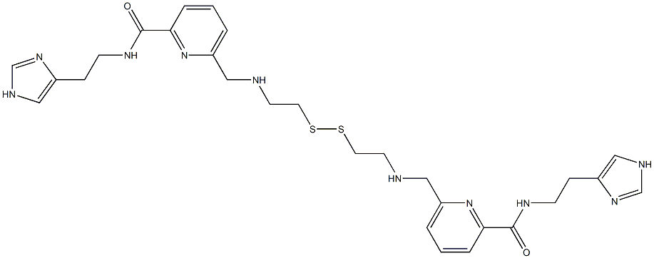 6,6'-[Dithiobisethylenebis(iminomethylene)]bis[N-[2-(1H-imidazol-4-yl)ethyl]pyridine-2-carboxamide] 구조식 이미지