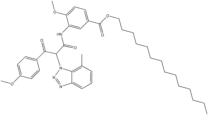 2-(4-Methoxybenzoyl)-2-(7-methyl-1H-benzotriazol-1-yl)-2'-methoxy-5'-(tetradecyloxycarbonyl)acetanilide 구조식 이미지