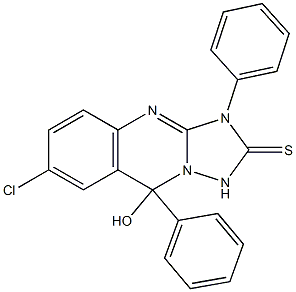 7-Chloro-3,9-dihydro-9-hydroxy-3,9-diphenyl[1,2,4]triazolo[5,1-b]quinazoline-2(1H)-thione 구조식 이미지