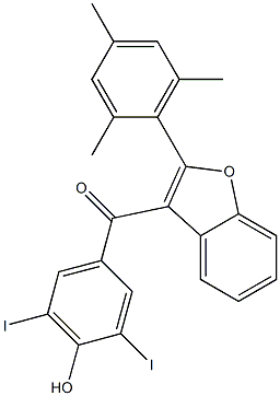 3,5-Diiodo-4-hydroxyphenyl 2-(2,4,6-trimethylphenyl)-3-benzofuranyl ketone Structure